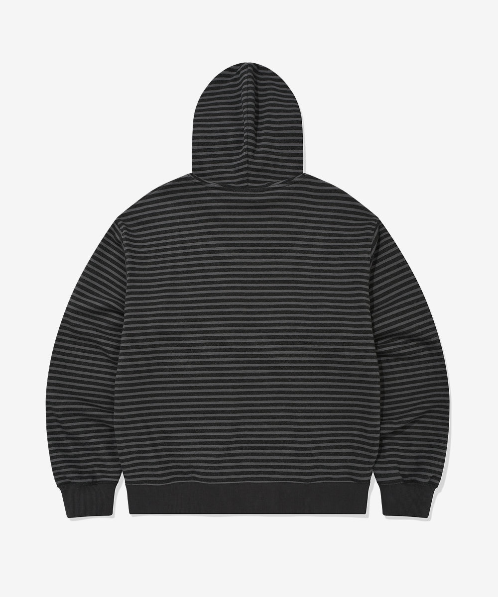 Covernat Small Logo Stripe Cropped Zip-up Hoodie Charcoal