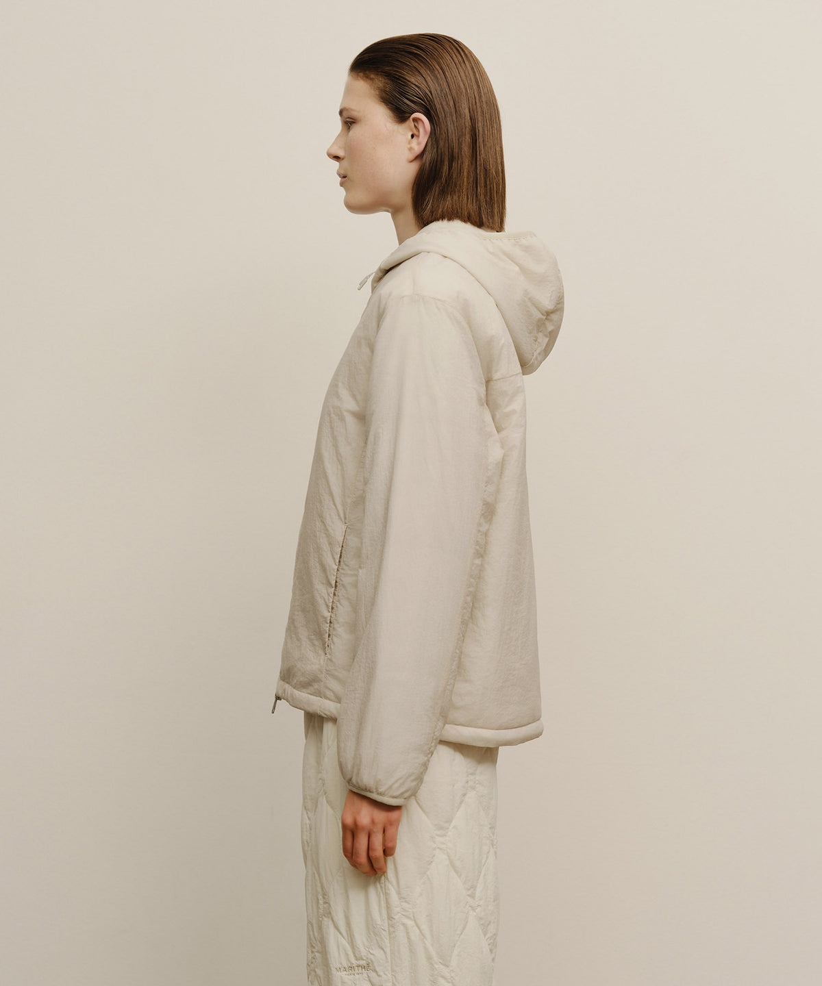 MARITHE SPORT HOODED PADDED JACKET light beige