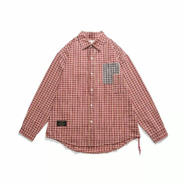 Gababa Unisex Red Blue Oversized Collar Long Sleeve Shirt G77630 (Plus Size M~XL)