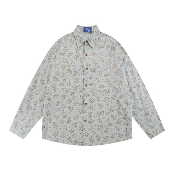 Gababa Oversized long-sleeve shirt with floral pattern for men and women, G77593 (big size M~XL)