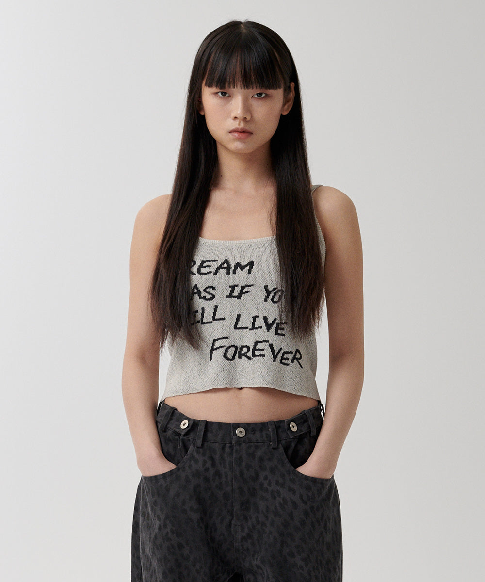 MAHAGRID LETTERING SLEEVELESS KNIT [BEIGE]