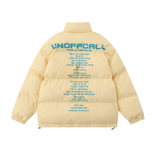 Gababa Unisex Oversized Padded Jacket with Bold Lettering Point G78216 (Big Size S ~ XL)