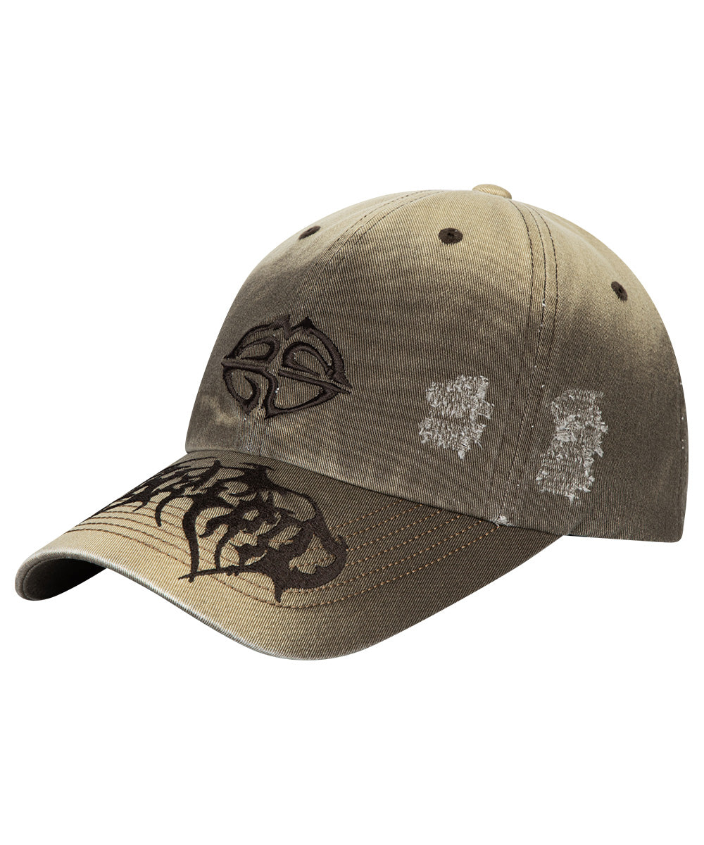 MAHAGRID WASHED METAL LOGO BALL CAP BROWN