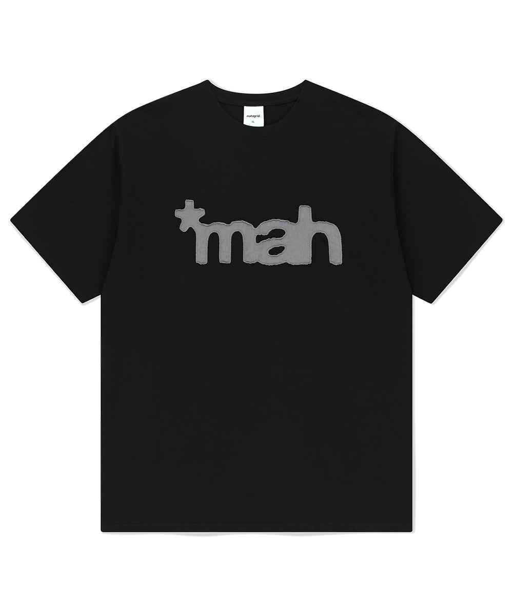 MAHAGRID CUT OFF APPLIQUE TEE[BLACK]