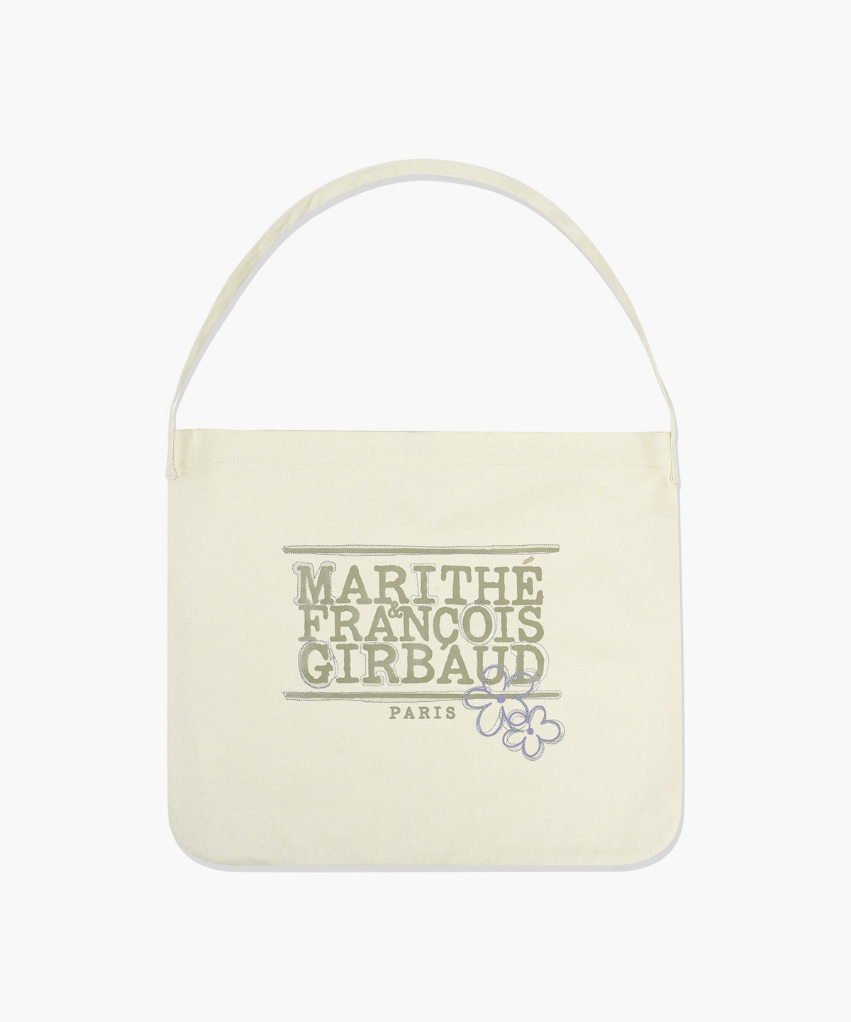 MARITHE FLOWER CLASSIC LOGO ONE SHOULDER ECO BAG cream