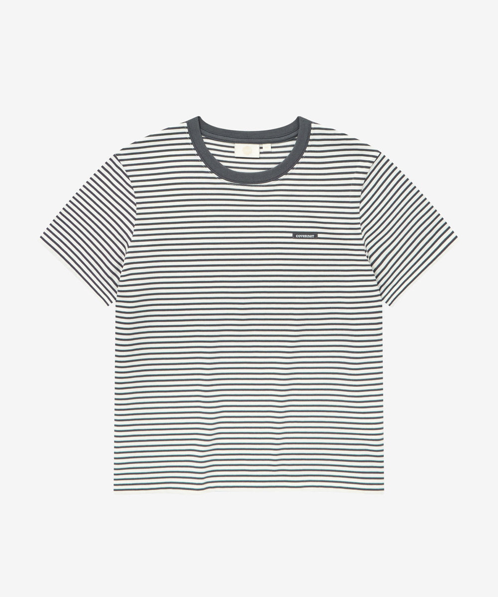 Covernat Worn by Choi Yun-ji Women's Stripe T-Shirt Charcoal