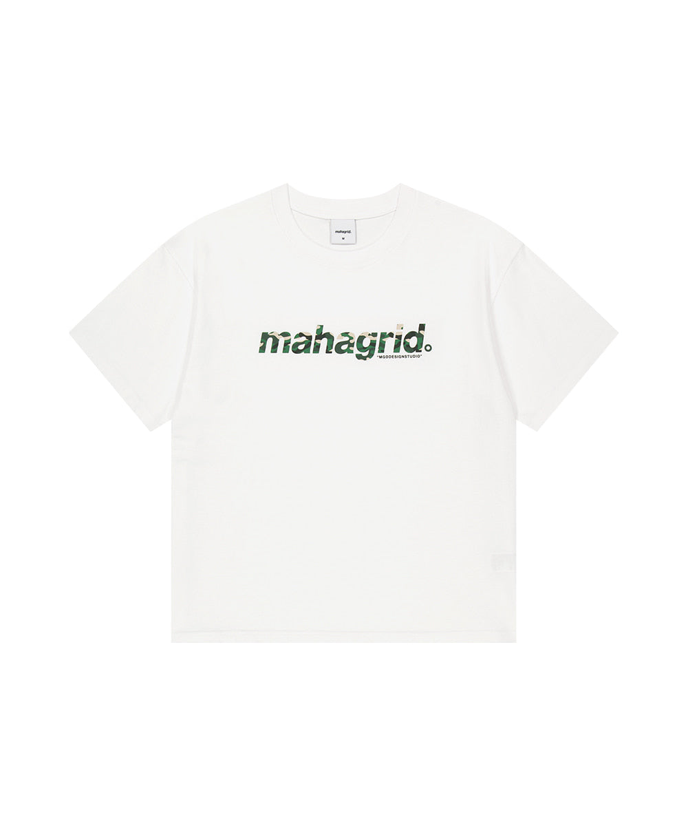 MAHAGRID CAMO BASIC LOGO CROP TEE [WHITE]