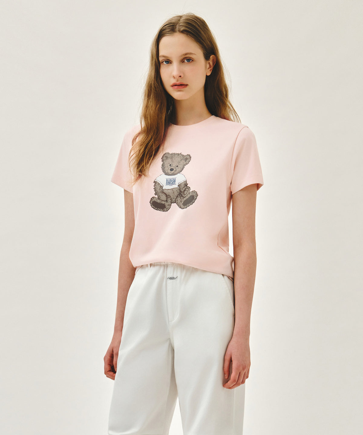 MARITHE W DOODLE BEAR TEE light pink