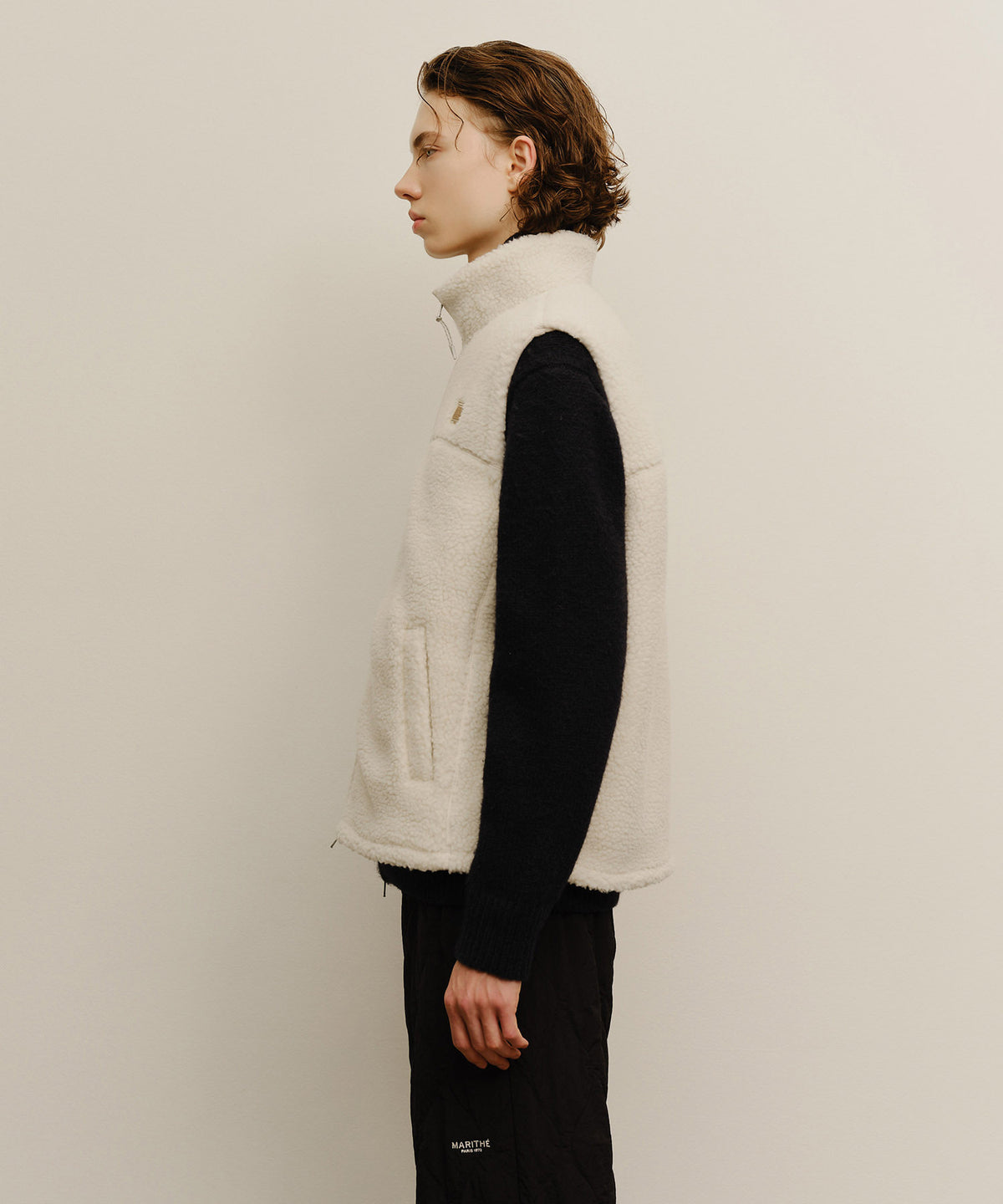MARITHE SPORT FLEECE VEST ivory