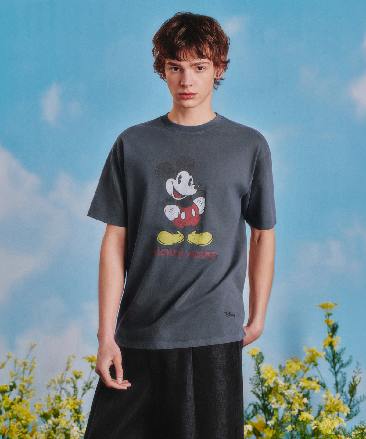 MARITHE MARITHE_DISNEY MICKEY_VINTAGE WASHED TEE charcoal