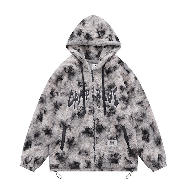 Gababa Unisex Tie-dye Style Overfit Hoodie Fleece Jacket G78035 (Big Size S~XL)