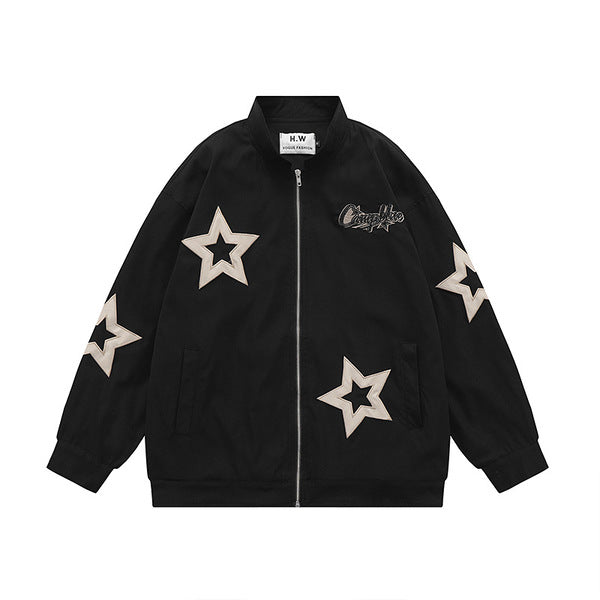 Gababa Star Point Overfit Zip-up Bomber Jacket G74959 (Plus Size S~XL)