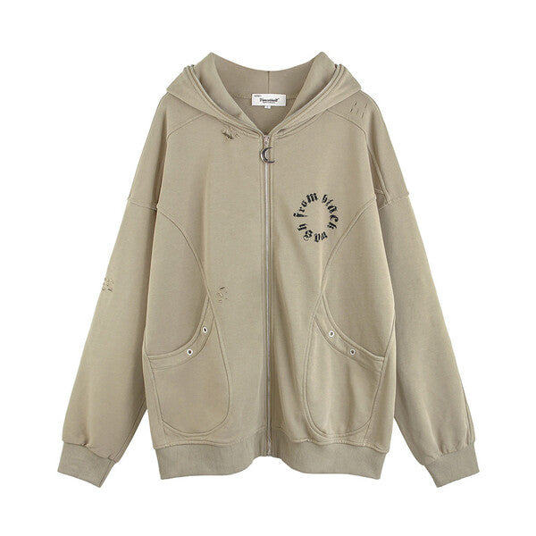 Gababa Unisex Clean Look Daily Hoodie Zip-up G77957