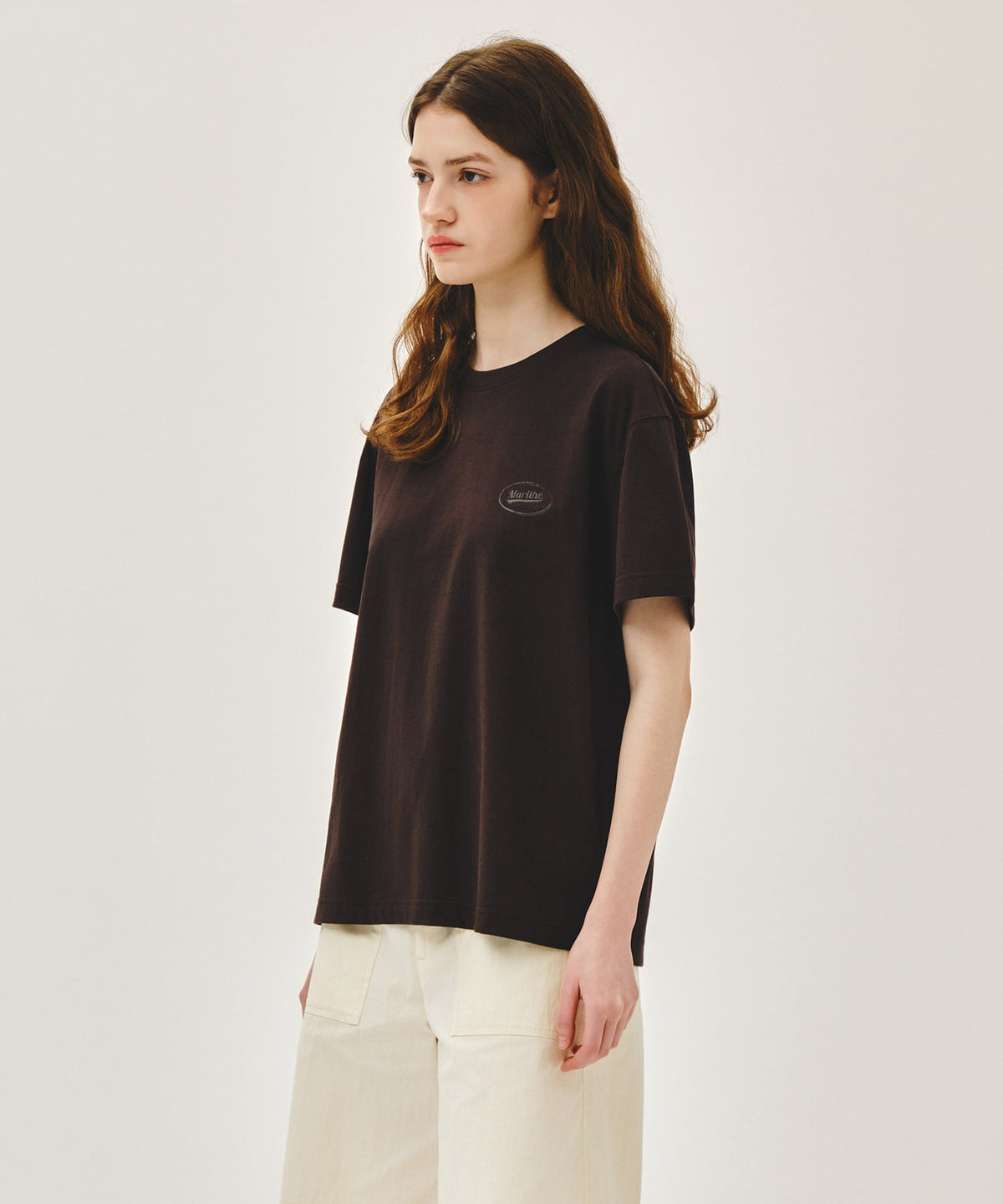 MARITHE [S~L size Shipped on 6/25] VINTAGE LOGO TYPO TEE brown