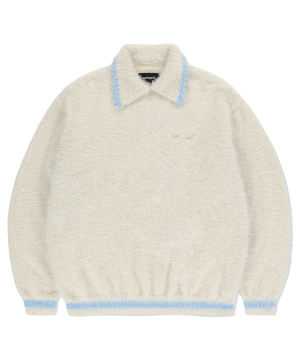 MAHAGRID HAIRY COLLAR KNIT [IVORY]