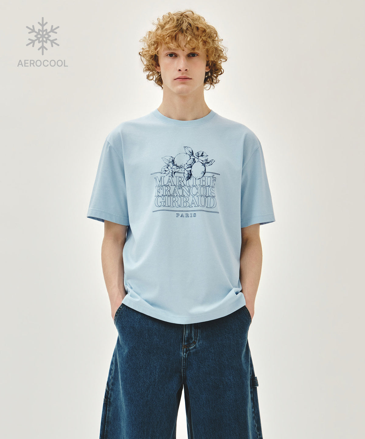 MARITHE AEROCOOL LEMON CLASSIC LOGO TEE ice blue