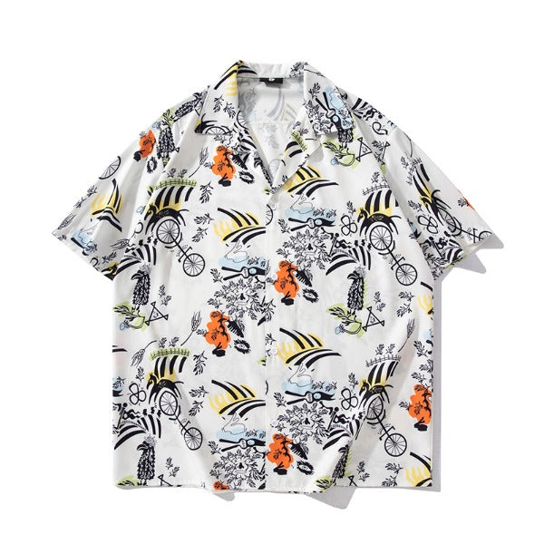 Gababa Unisex Travel Look Hawaiian Collar Short Sleeve Shirt G74793