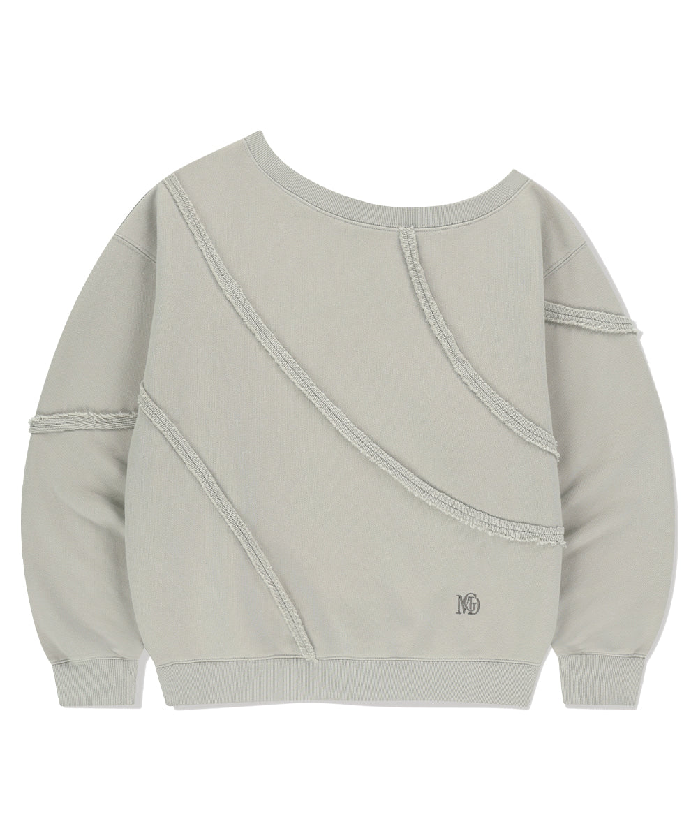 MAHAGRID ONE SHOULDER CUT SWEATSHIRT [BEIGE]