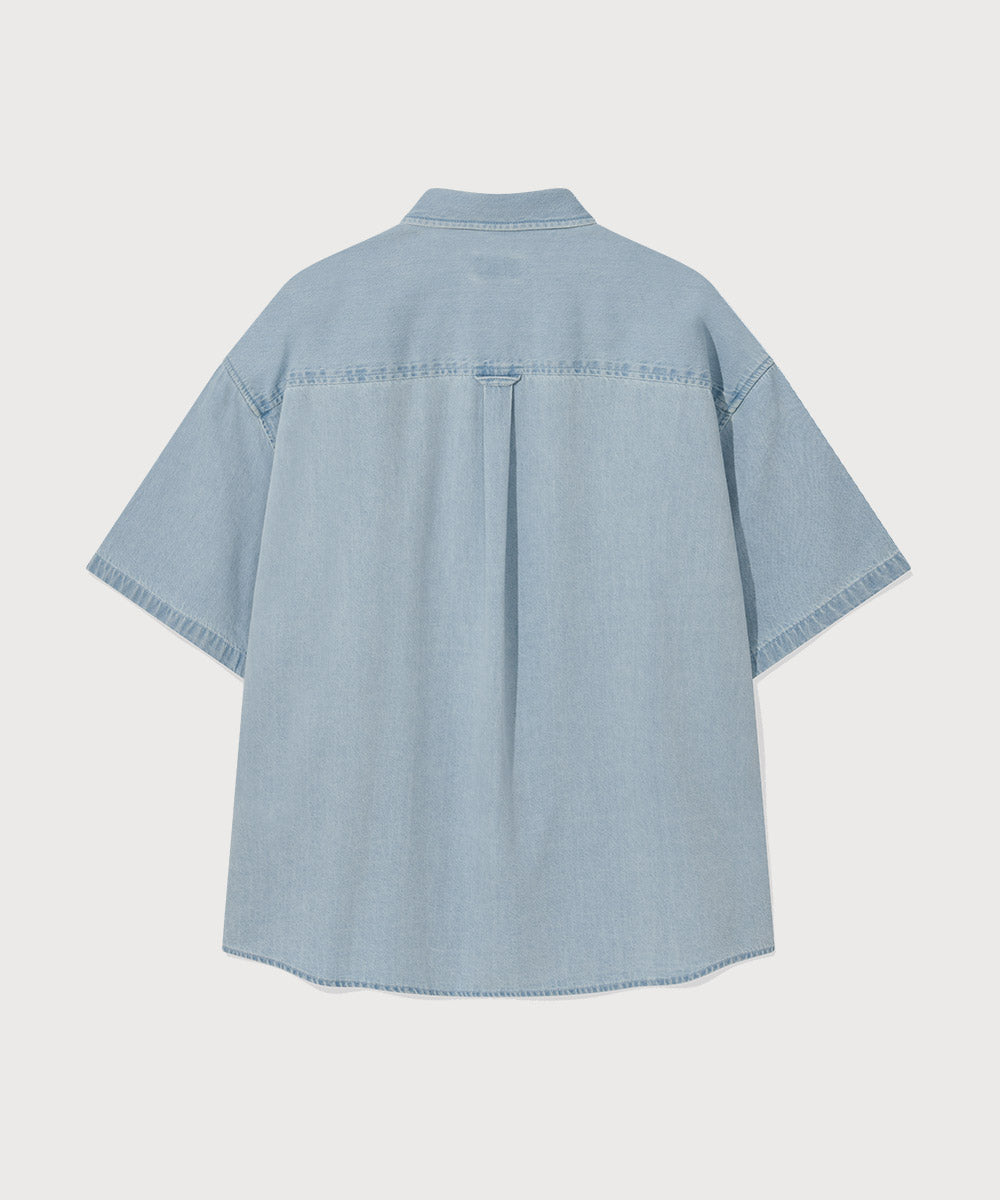 Covernat C Logo Denim Half-Shirt Light Blue