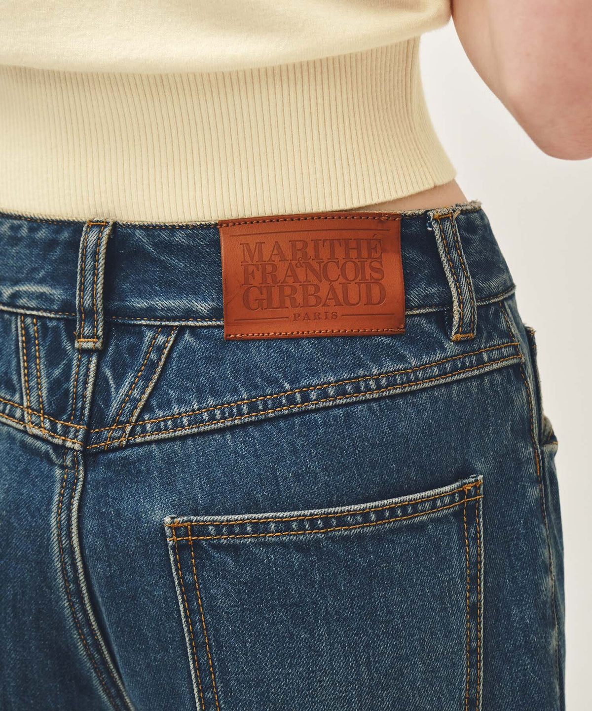 MARITHE W SLIM STRAIGHT DENIM PANTS dark blue