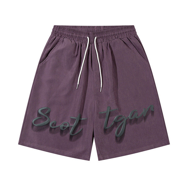 Gababa Unisex Gradient Lettering Banding Shorts G77124 (Plus Size M~2XL)