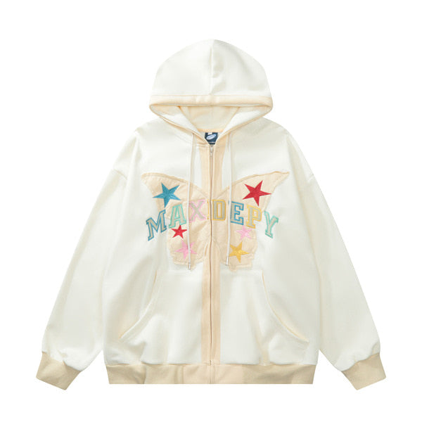 Gababa High Teen Style Colorful Point Oversized Hood Zip-up G74931 (Big Size M~XL)
