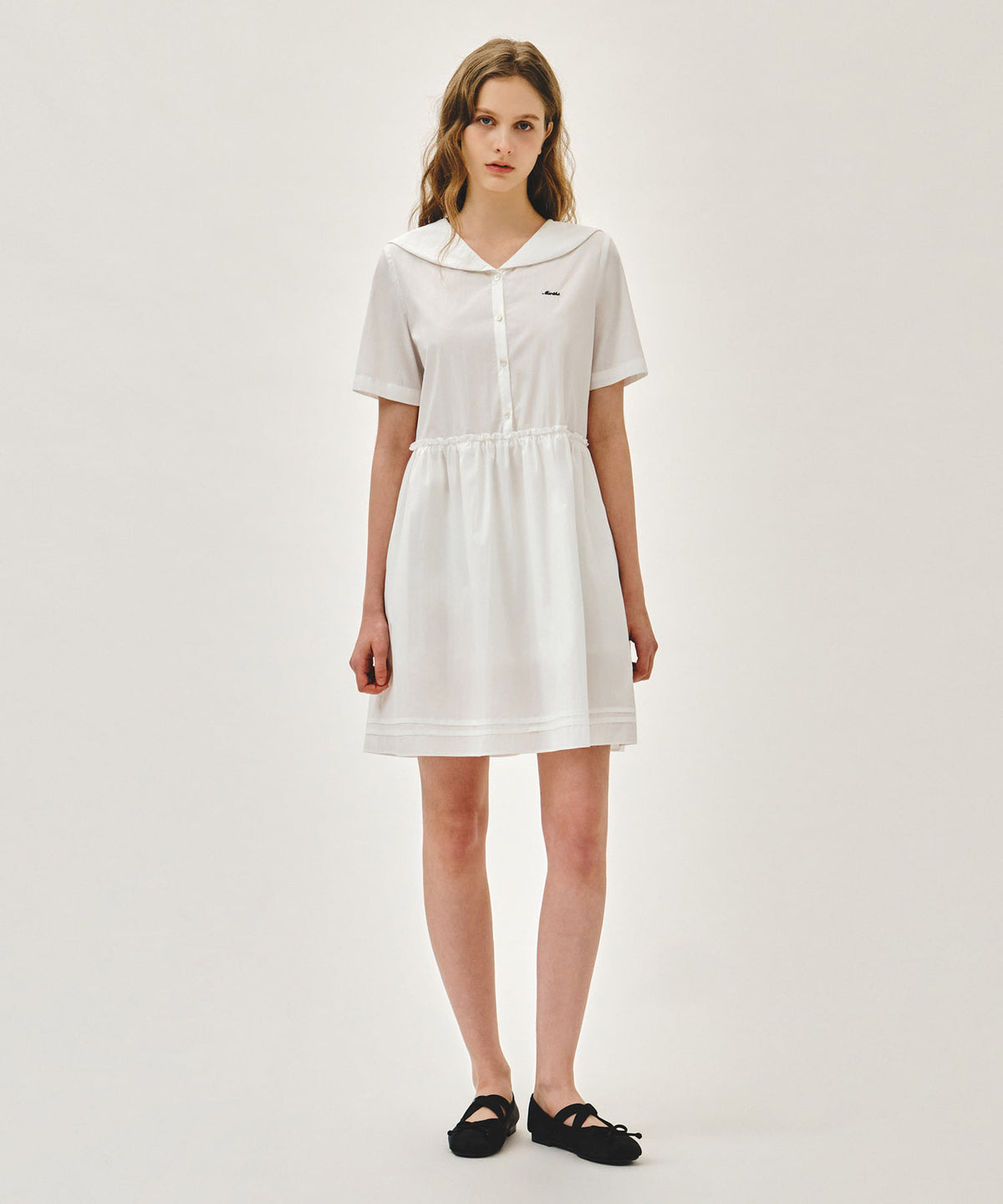 MARITHE W MARINE HALF SLEEVE ONEPIECE white