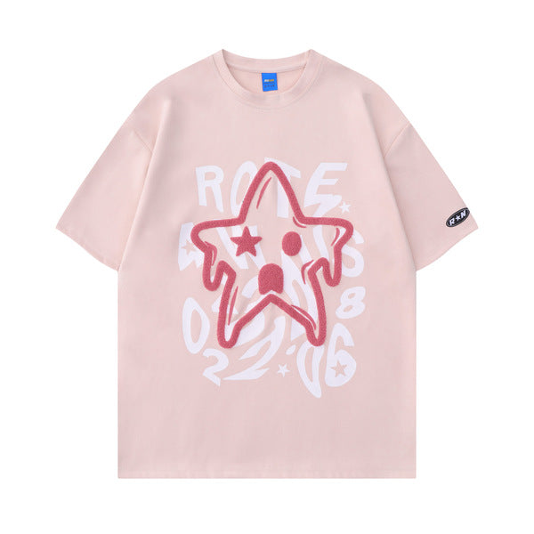 Gababa Unisex Distorted Star Printing Short-Sleeve T-shirt G76805