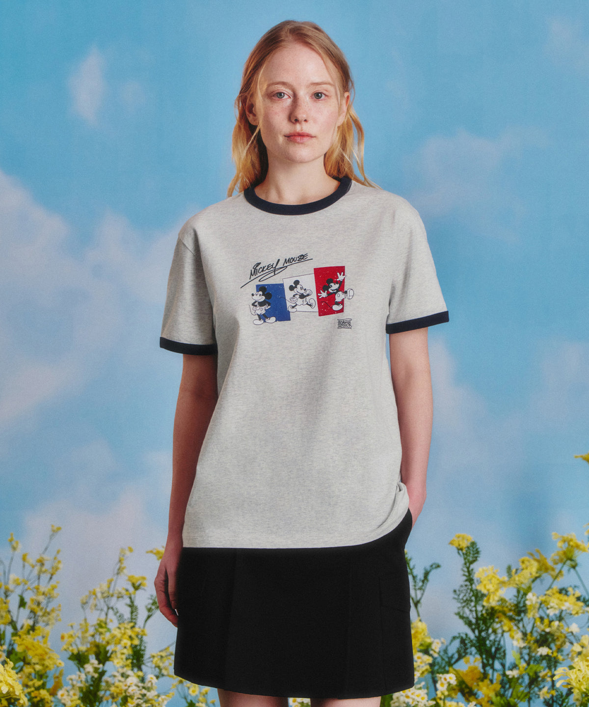 MARITHE [MARITHE_DISNEY] MICKEY_FRENCH RINGER TEE light heather gray