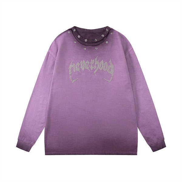 Gababa Unisex Neckline Studded Detail Hip Sweatshirt G78329