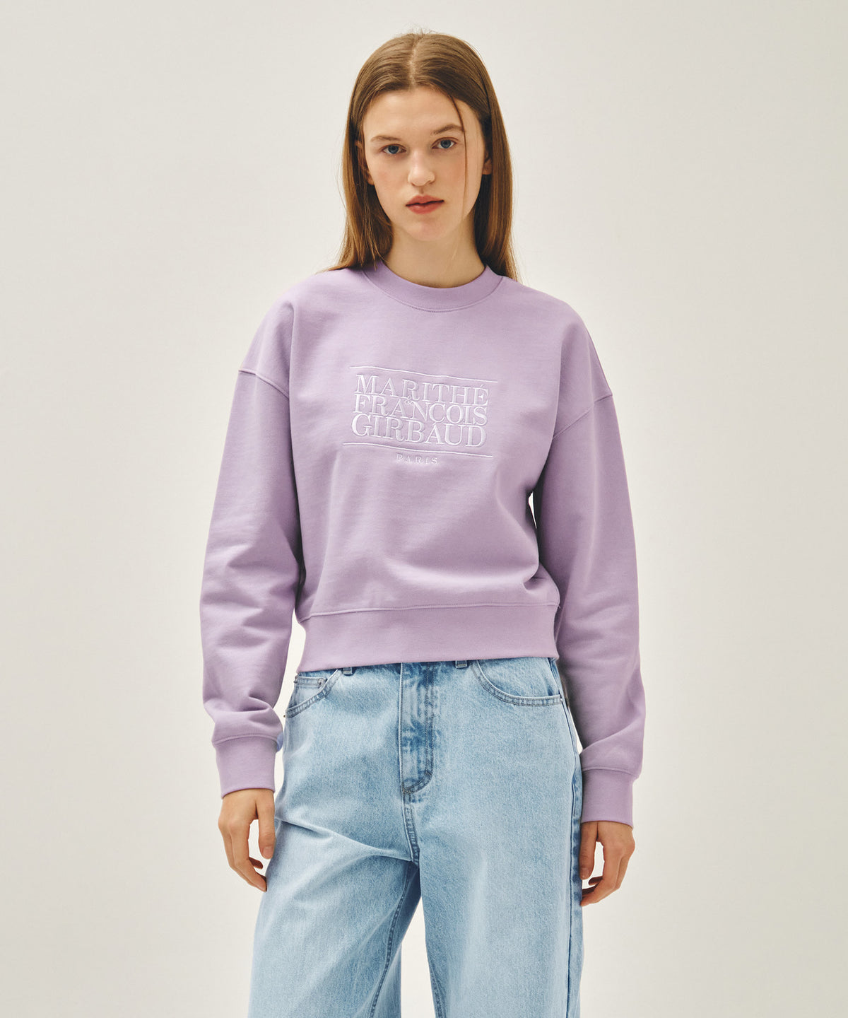 MARITHE W CLASSIC LOGO CROP SWEATSHIRT lavender