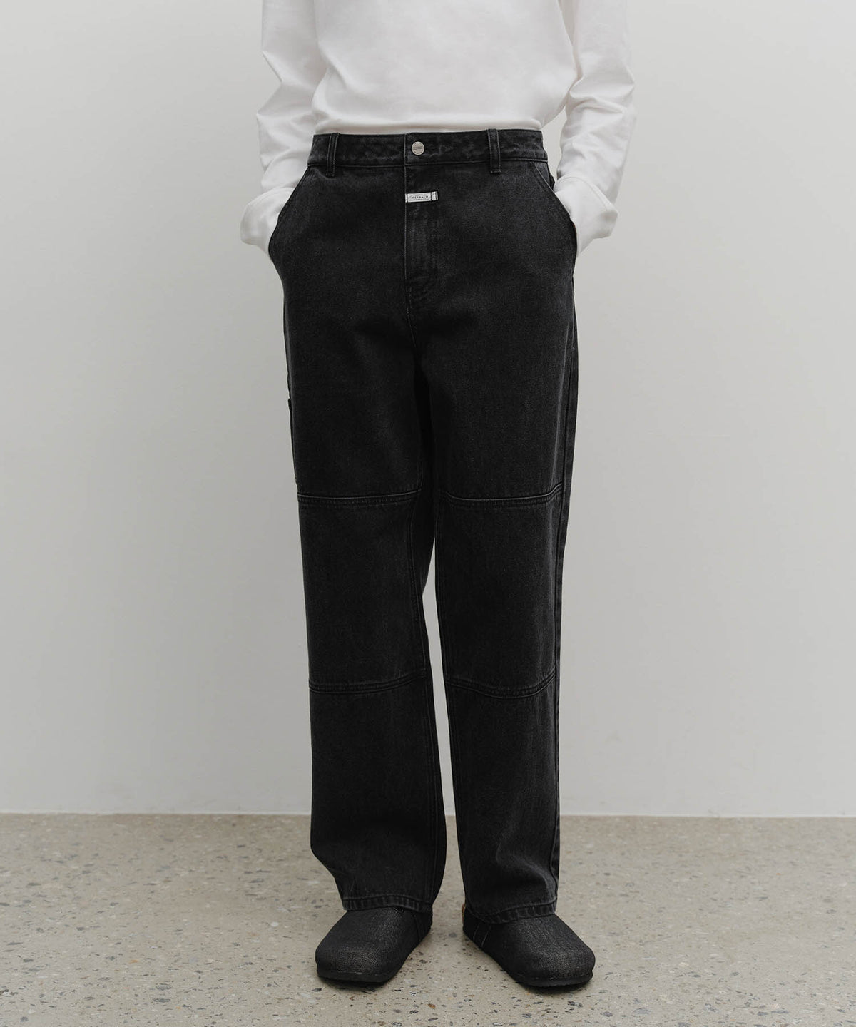 MARITHE M DOUBLE KNEE CARPENTER DENIM PANTS black