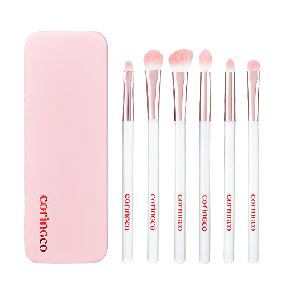 Coringco Pink Pocket Eye Brush Set