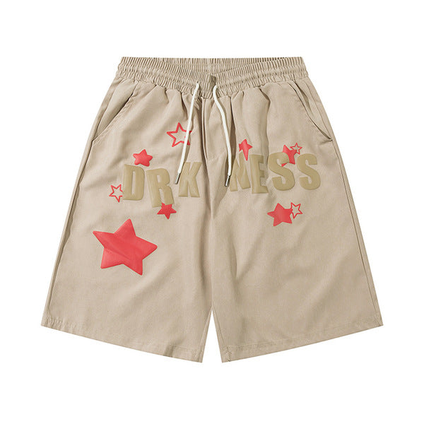 Gababa Unisex Star Lettering Logo Banded Shorts G76828 (Plus Size M~2XL)