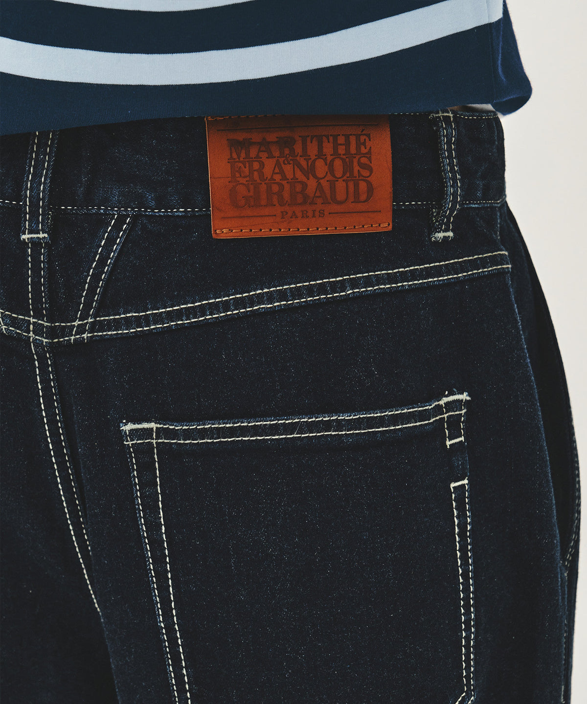 MARITHE NEW M LOW-WAIST TUCK WIDE DENIM PANTS dark blue