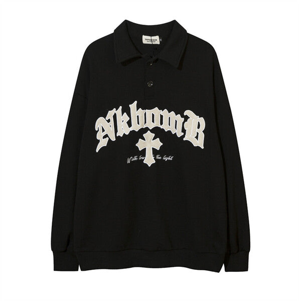 Gababa Casual over-fit long-sleeve crew neck t-shirt for men and women, G77956 (big size M~2XL).