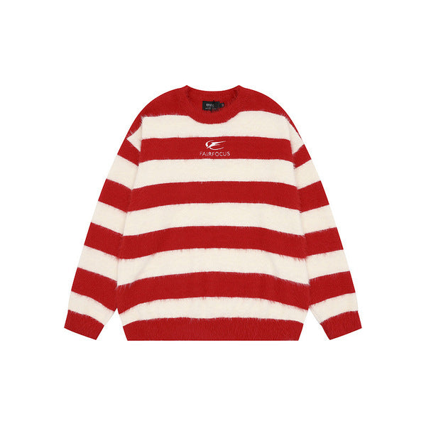 Gababa Unisex Striped Round Sweater G78430 (Big Size S~XL)