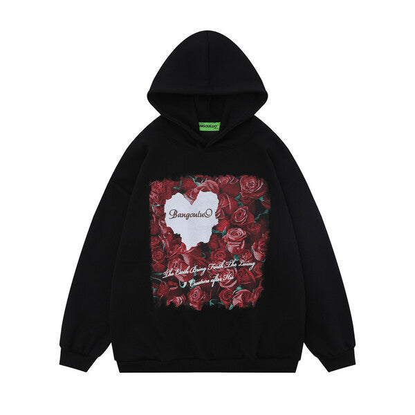 Gababa Unisex Oversized Hoodie with Rose Garden Print G77737