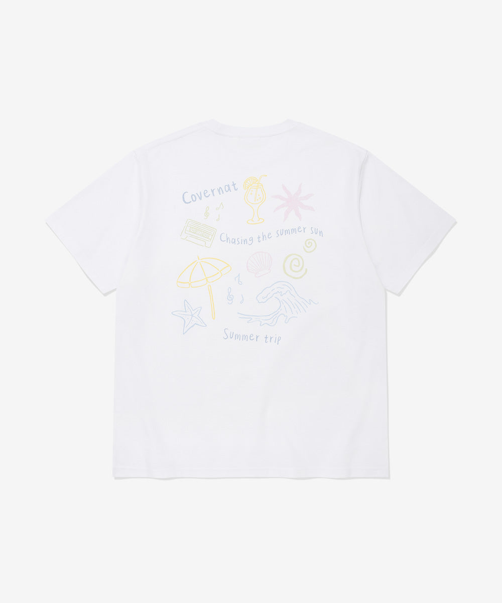 Covernat Women's Overfit Summer Trip Graphic T-shirt White