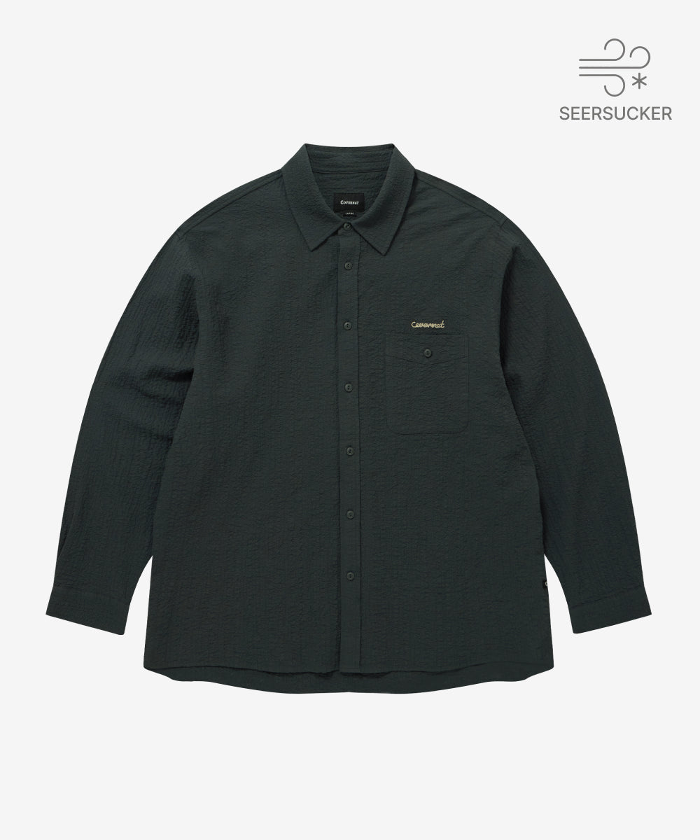 Covernat Seersucker Shirt Charcoal