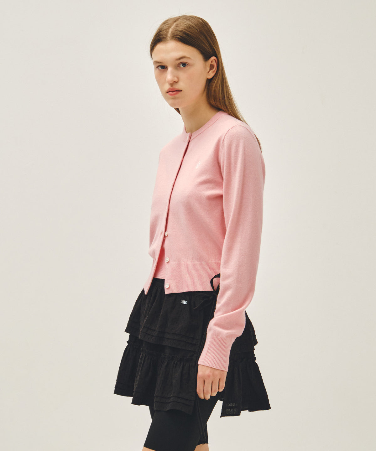 MARITHE W BASIC KNIT CARDIGAN SETUP coral pink