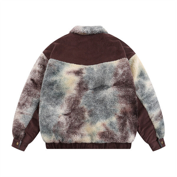 Gababa Unisex Tie-dyed Shearling Jacket with Fleece Lining G78334