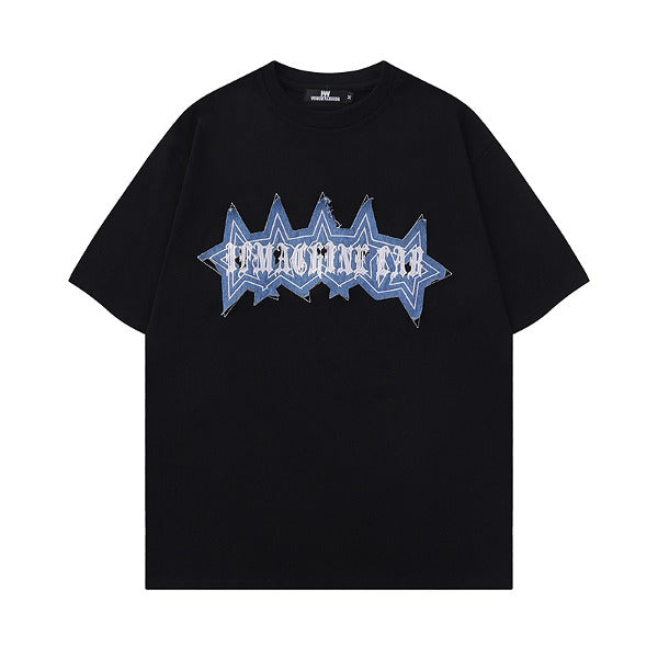 Gababa Unisex Five Denim Star Logo Oversized Short-Sleeve T-shirt G77066 (Plus Size S~XL)