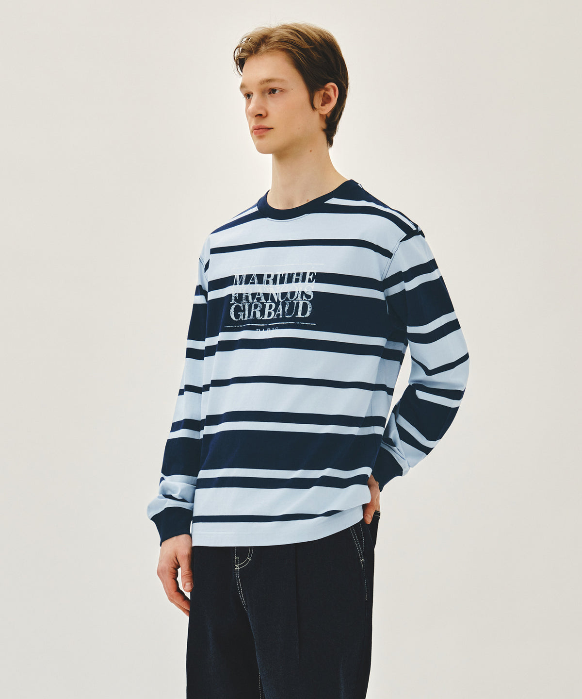 MARITHE CRACK CLASSIC LOGO LONG SLEEVE TEE stripe