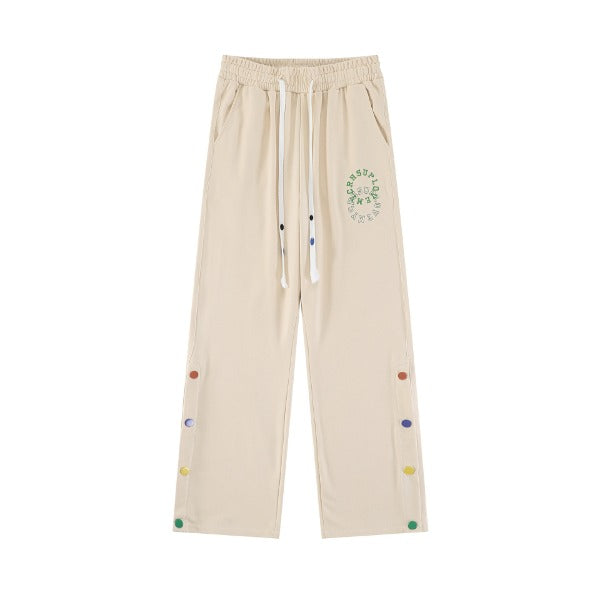 Gababa (Special Offer) Unisex Color Button Training Banded Pants G77415 (Plus S~2XL)