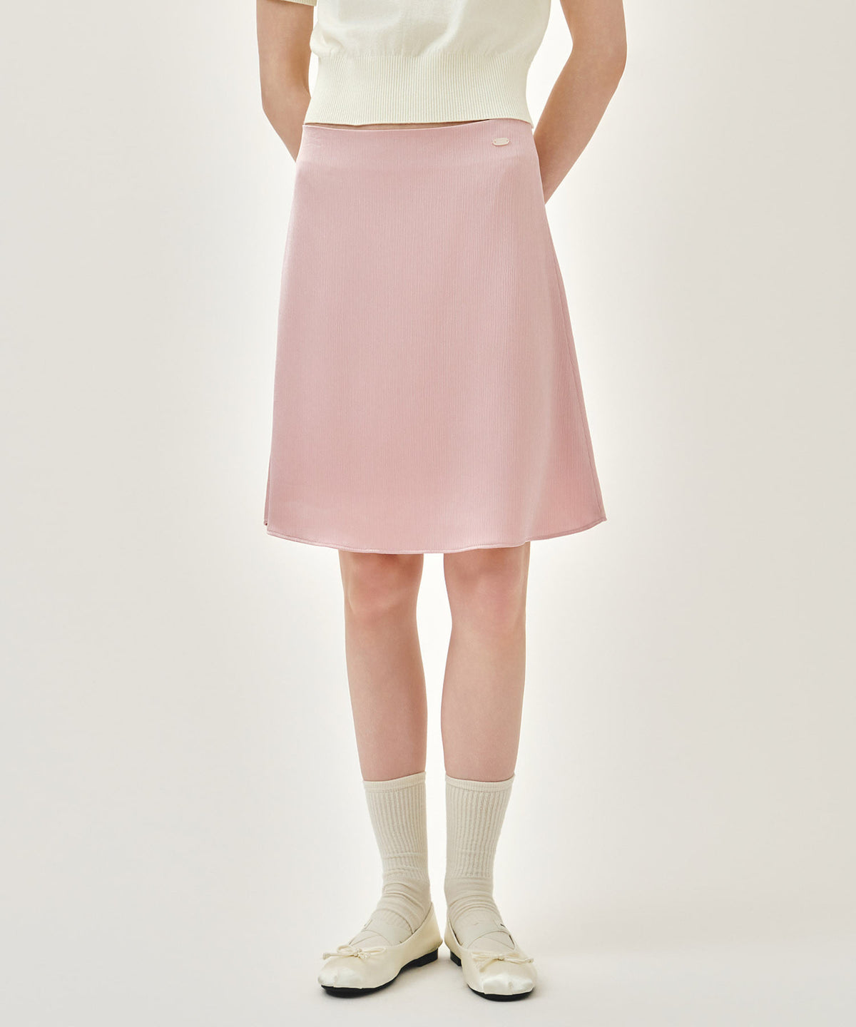 MARITHE W SATIN SKIRT light pink
