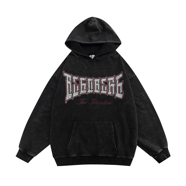 Gababa Unisex Cross Lettering Oversized Hoodie G77424 (Plus Size M~XL)