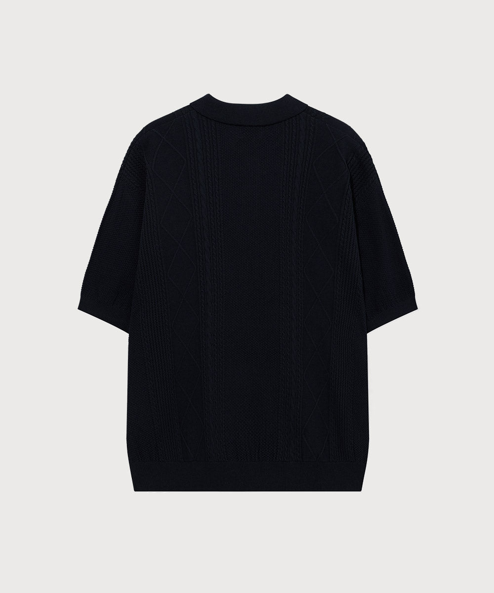 Covernat Small Authentic Scashy Cable Half Knit Dark Navy