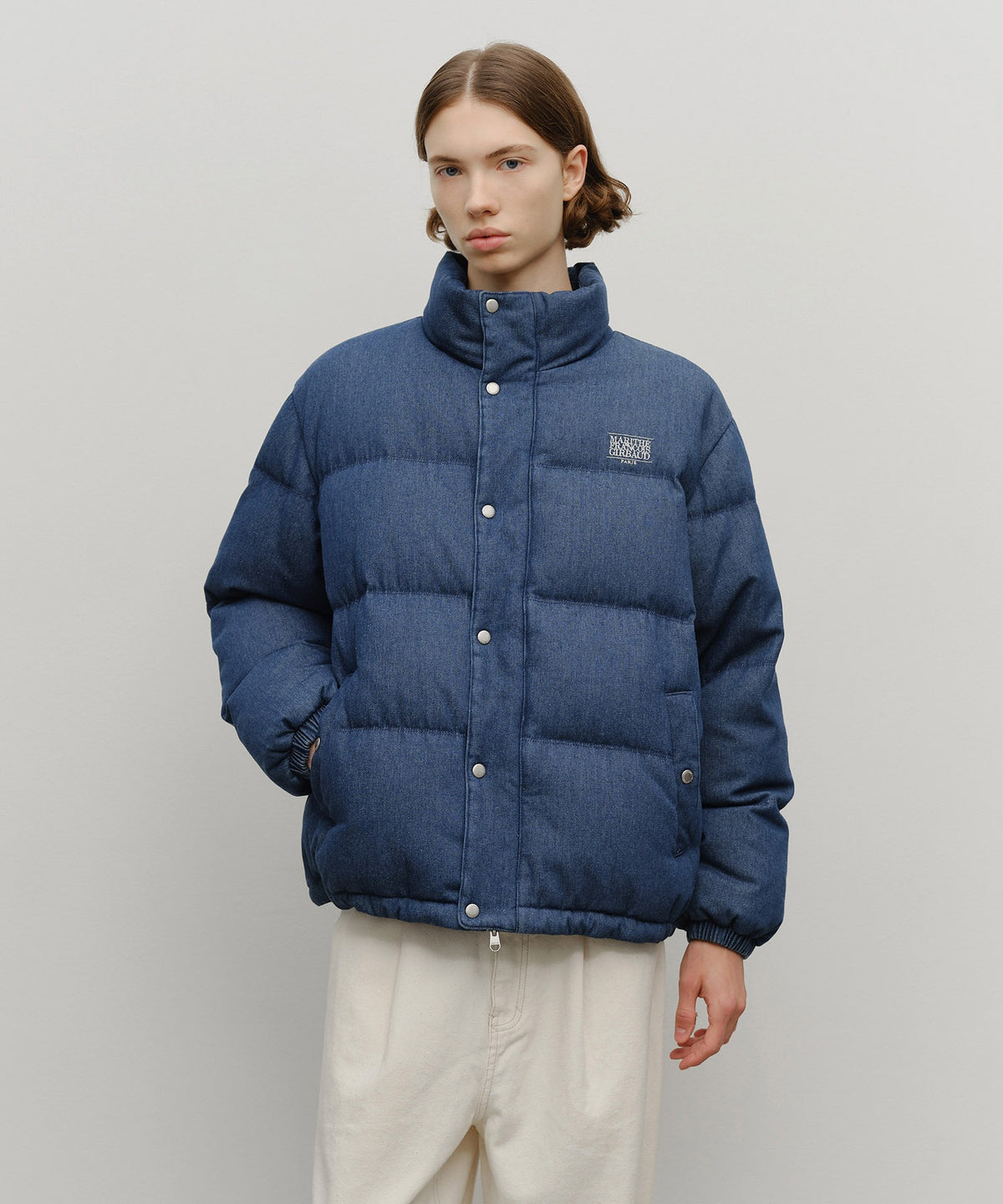 MARITHE CLASSIC LOGO DENIM DOWN JACKET dark blue