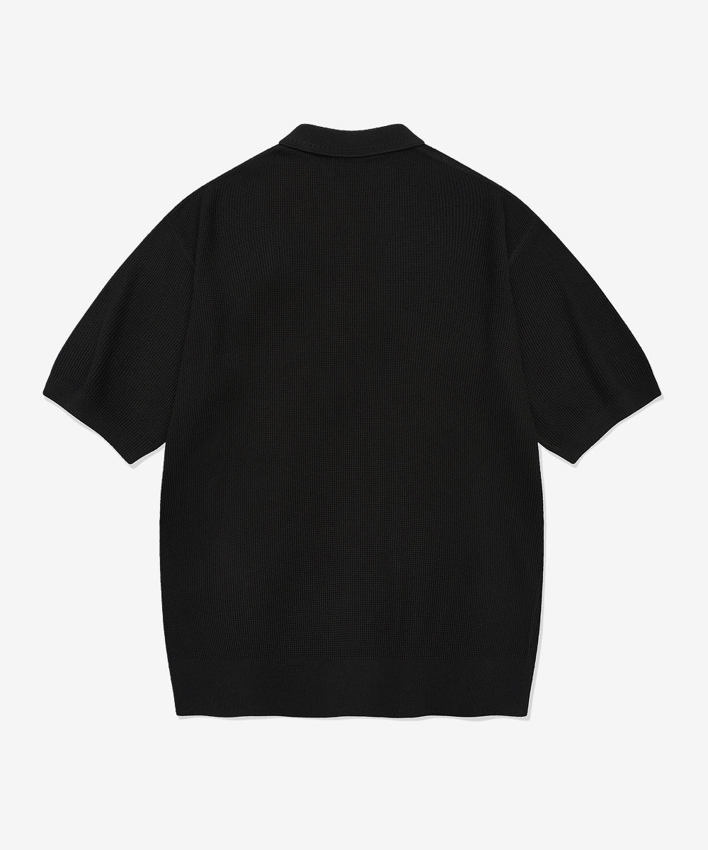 Covernat Collar Half Knit Black